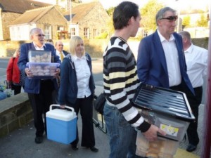 At the meeting place - 7:30am 9-9-12 loading up for the trip to the Hardraw Brass Band Contest