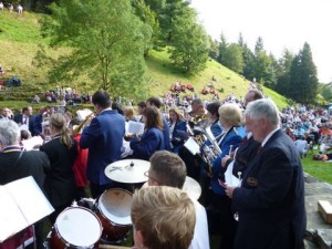 Hardraw Scar Brass Bands contest competitors massed band finale