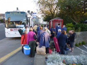 At the meeting place - 7:30am 9-9-12 loading up for the trip to the Hardraw Brass Band Contest